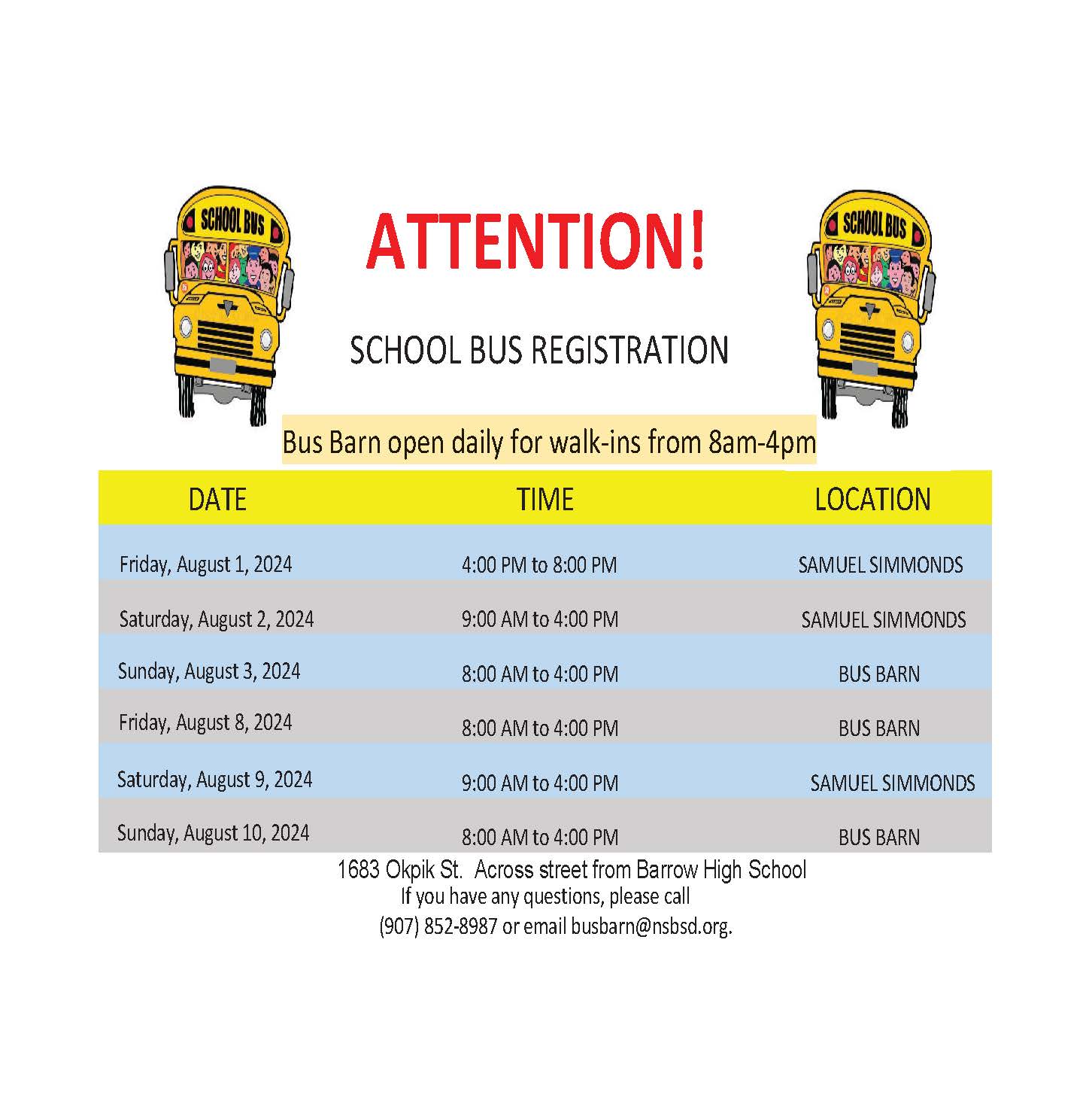 Bus Barn Announcement Flyer